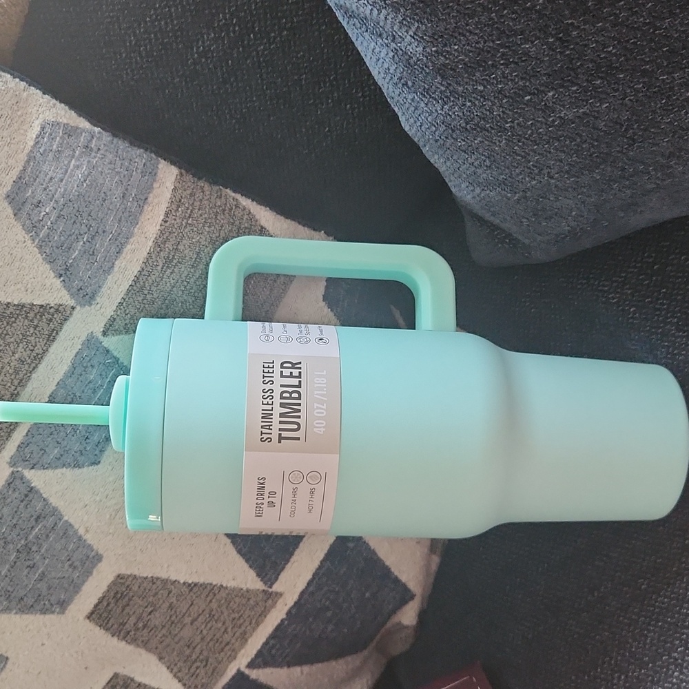 Hobby Lobby Mint Tumbler with Handle and Straw 40 Oz